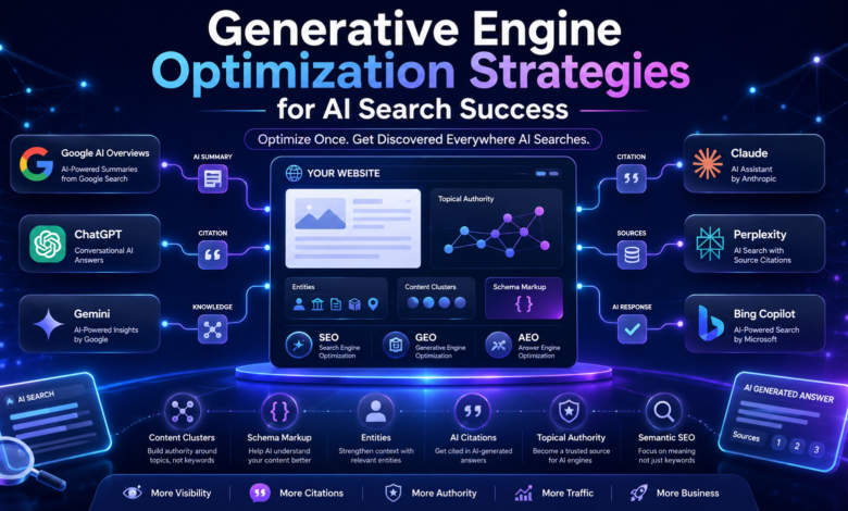 Generative Engine Optimization strategies for improving visibility in AI search engines and AI-generated search results