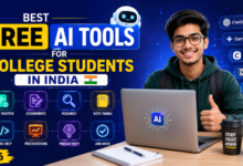Best Free AI Tools for College Students in India 2026 feature image showing AI-powered study tools for assignments, coding, research, note-taking, presentations, and productivity.