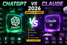 ChatGPT vs Claude 2026 comparison showing AI assistants for writing, coding, long document analysis, context window, and productivity features