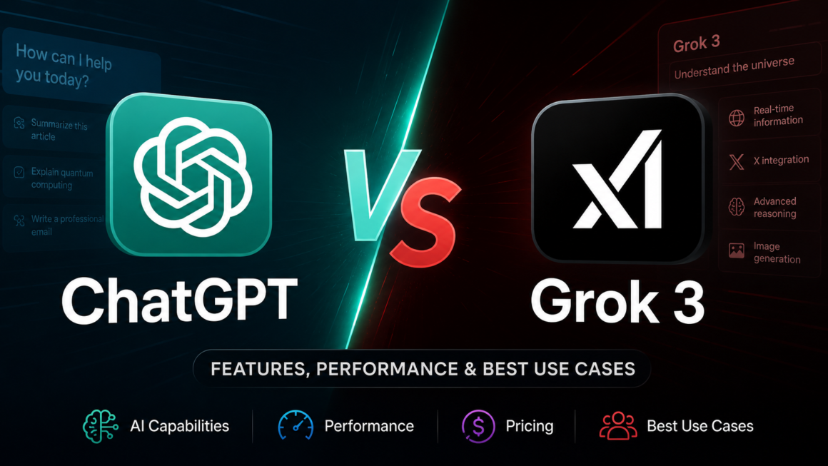 ChatGPT vs Grok AI comparison featuring ChatGPT and Grok 3