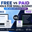 Free vs paid AI tools for small businesses comparison illustration