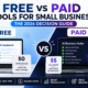 Free vs paid AI tools for small businesses comparison illustration