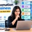 AI automation for business showing 10 workflows, including lead routing, email automation, meeting summaries, invoice processing, customer support, and data analytics.