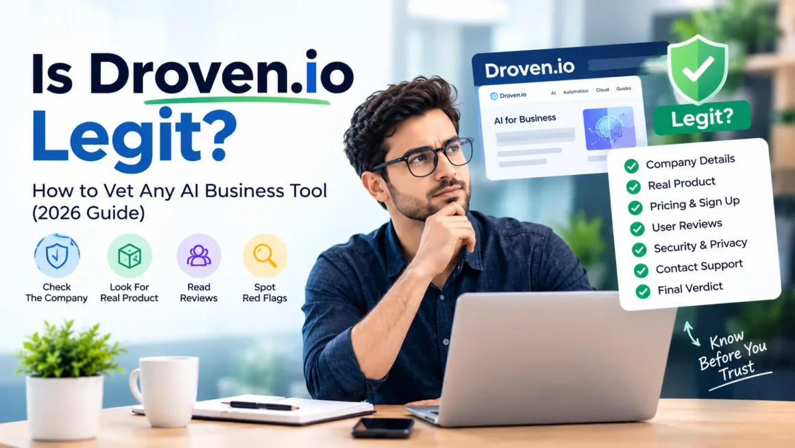 Is Droven.io legit? A guide to verifying AI business tools, checking company details, pricing, user reviews, security, and privacy.